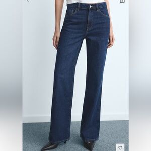 Mango Danila Wide Leg Jeans Dark Wash Size 4 Hemmed 29” Inseam